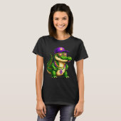 Funny Mardi Gras Alligator Beads Carnival Celebrat T-shirt (Voorkant volledig)