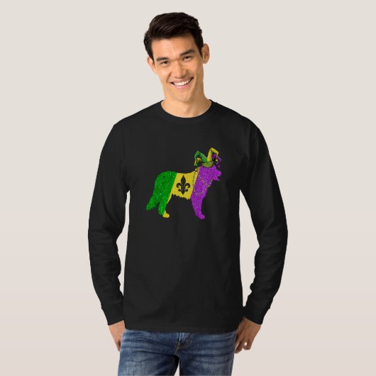 Funny Mardi Gras Bernese Mountain Dog Mardi Gras H T-shirt (Voorkant volledig)