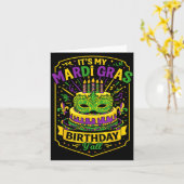 Funny Mardi Gras Birthday Y’all Cake Carnival Cele Kaart (Gele Bloem)