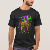 Funny Mardi Gras Boxer Dog Beads Mask Mardi Gras P T-shirt (Voorkant)