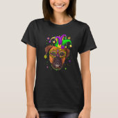 Funny Mardi Gras Boxer Dog Beads Mask Mardi Gras P T-shirt (Voorkant)