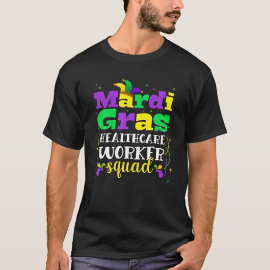 Funny Mardi Gras Carnival Outfit Healthcare Worker T-shirt (Voorkant)