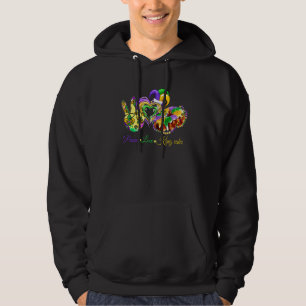 Funny Mardi Gras Carnival Peace Love King Cake Fat Hoodie