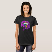Funny Mardi Gras Carnival Purple Gold Lips Dripped T-shirt (Voorkant volledig)