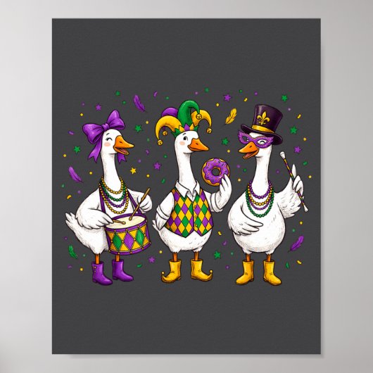 Funny Mardi Gras Carnival Silly Goose Mask Louisia Poster (Voorkant)