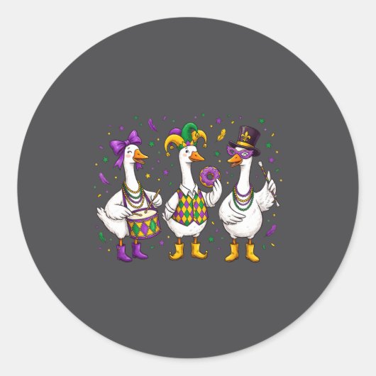 Funny Mardi Gras Carnival Silly Goose Mask Louisia Ronde Sticker (Voorkant)