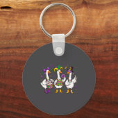 Funny Mardi Gras Carnival Silly Goose Mask Louisia Sleutelhanger (Voorkant)