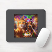 Funny Mardi Gras Cat Dachshund Selfie Squad  Muismat (Met muis)