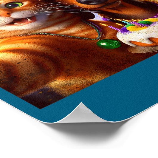 Funny Mardi Gras Cat Dachshund Selfie Squad  Poster (Hoek)