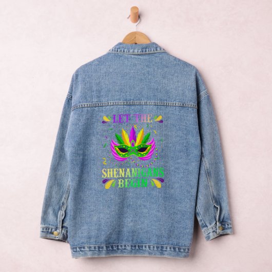 Funny Mardi Gras Costume laat de Shenanigans begin Denim Jacket (Hangar)