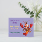 Funny Mardi Gras Crawfish - New Orleans or Nowhere Briefkaart (Staand voorkant)