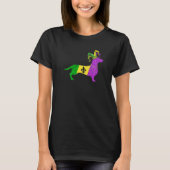 Funny Mardi Gras Dachshund Dog Mardi Gras Hat Bead T-shirt (Voorkant)