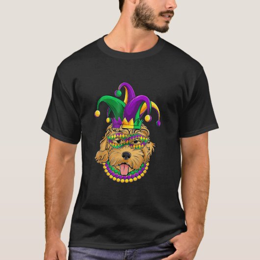 Funny Mardi Gras Dog Apparel Golden Doodle Dog mam T-shirt (Voorkant)
