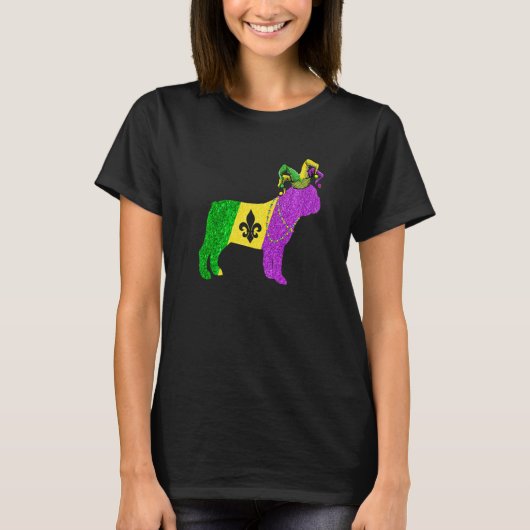 Funny Mardi Gras French Bulldog Dog Mardi Gras Hat T-shirt (Voorkant)