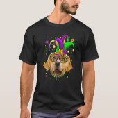 Funny Mardi Gras Golden Retriever Dog Beads Mask M T-shirt (Voorkant)