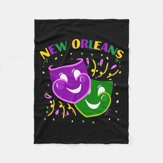 Funny Mardi Gras Mask Louisiana New Orleans Carniv Fleece Deken (Voorkant)