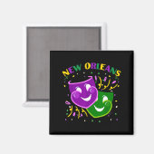 Funny Mardi Gras Mask Louisiana New Orleans Carniv Magneet (Voorkant / Achterkant)