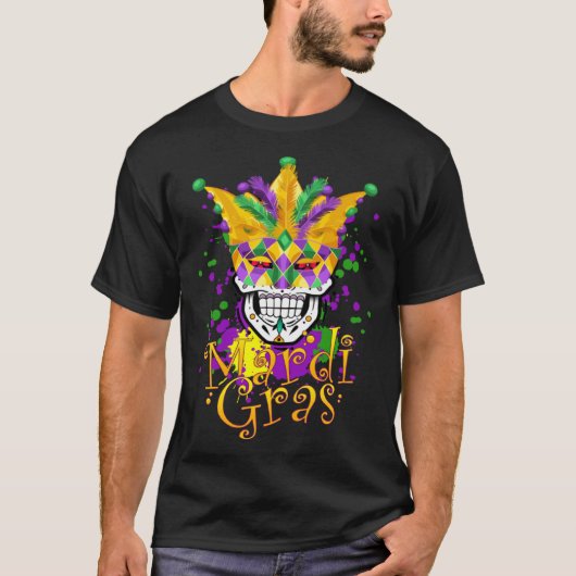 Funny Mardi Gras Mask Party Apparel Men Women Kids T-shirt (Voorkant)