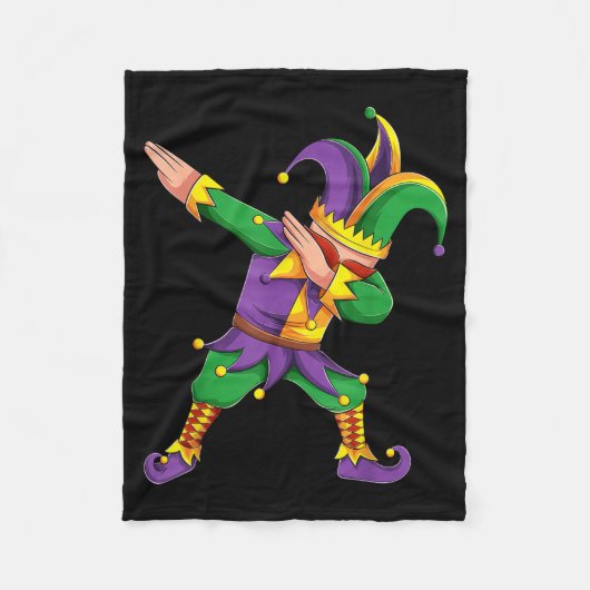 Funny Mardi Gras Outfit Dabbing Jester New Orleans Fleece Deken (Voorkant)