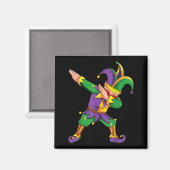 Funny Mardi Gras Outfit Dabbing Jester New Orleans Magneet (Voorkant / Achterkant)
