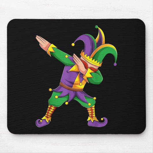Funny Mardi Gras Outfit Dabbing Jester New Orleans Muismat (Voorkant)