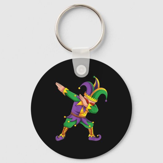 Funny Mardi Gras Outfit Dabbing Jester New Orleans Sleutelhanger (Voorkant)