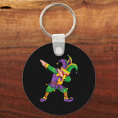 Funny Mardi Gras Outfit Dabbing Jester New Orleans Sleutelhanger (Voorkant)
