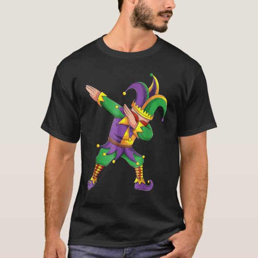 Funny Mardi Gras Outfit Dabbing Jester New Orleans T-shirt (Voorkant)