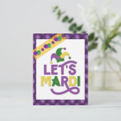 Funny Mardi Gras Paars Gold Briefkaart (Staand voorkant)
