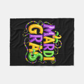 Funny Mardi Gras Parade Jester Hat Beads Men Women Fleece Deken (Voorkant (Horizontaal))