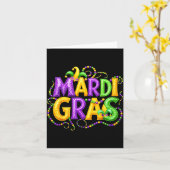 Funny Mardi Gras Parade Jester Hat Beads Men Women Kaart (Gele Bloem)