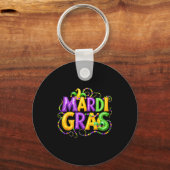 Funny Mardi Gras Parade Jester Hat Beads Men Women Sleutelhanger (Voorkant)