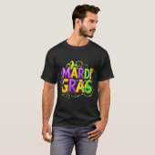 Funny Mardi Gras Parade Jester Hat Beads Men Women T-shirt (Voorkant volledig)