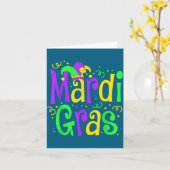 Funny Mardi Gras Parade Outfit Jester Hat Men Wome Kaart (Gele Bloem)