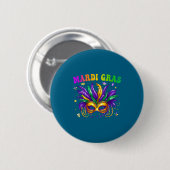 Funny Mardi Gras Parade Outfit Jester Hat Men Wome Ronde Button 5,7 Cm (Voorkant /achterkant)