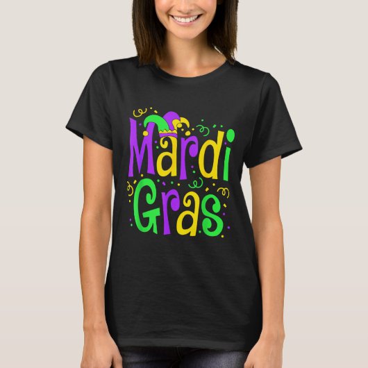 Funny Mardi Gras Parade Outfit Jester Hat Men Wome T-shirt (Voorkant)