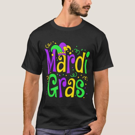 Funny Mardi Gras Parade Outfit Jester Hat Men Wome T-shirt (Voorkant)