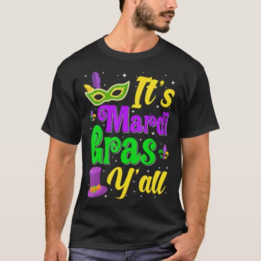 Funny Mardi Gras Partij maskeert Mardi Gras Yall C T-shirt (Voorkant)