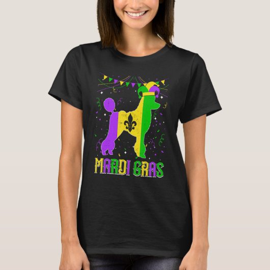 Funny Mardi Gras Poodle Dog Dad Mom Mardi Gras T-shirt (Voorkant)