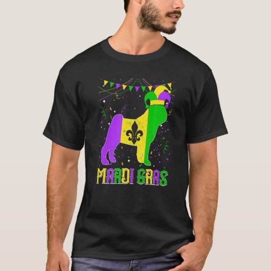 Funny Mardi Gras Pug Dog Dad Mom Mardi Gras Premiu T-shirt (Voorkant)