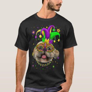 Funny Mardi Gras Shih Tzu Dog beheert Masker Mardi T-shirt