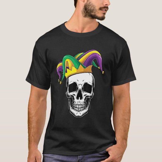 Funny Mardi Gras Skull Jester Pet Parade Costume M T-shirt (Voorkant)