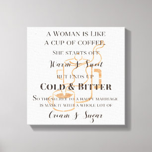 Funny Marriage als Coffee Retro Grunge Typografie Canvas Afdruk