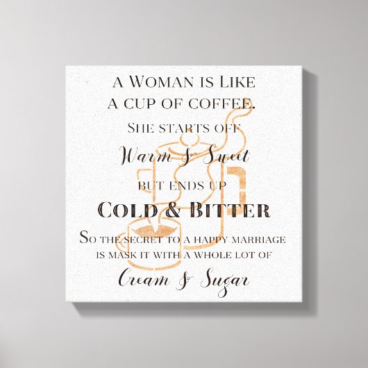 Funny Marriage als Coffee Retro Grunge Typografie Canvas Afdruk (Voorkant)