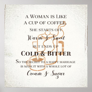 Funny Marriage als Coffee Retro Grunge Typografie Poster