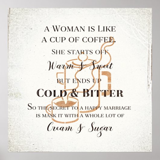 Funny Marriage als Coffee Retro Grunge Typografie Poster (Voorkant)