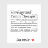 Funny Marriage and Family Therapist Definition Sticker (Vel)
