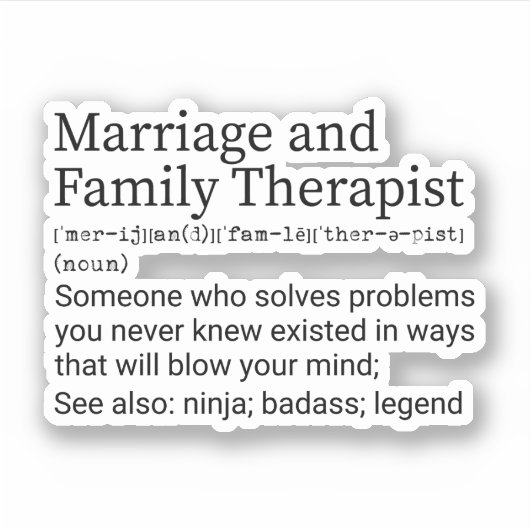 Funny Marriage and Family Therapist Definition Sticker (Voorkant)