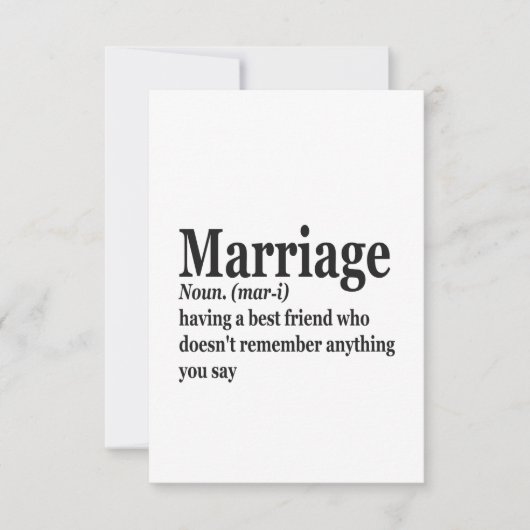 Funny Marriage Definition Couple Husband Wife Gift Bedankkaart (Voorkant)