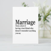 Funny Marriage Definition Couple Husband Wife Gift Bedankkaart (Staand voorkant)